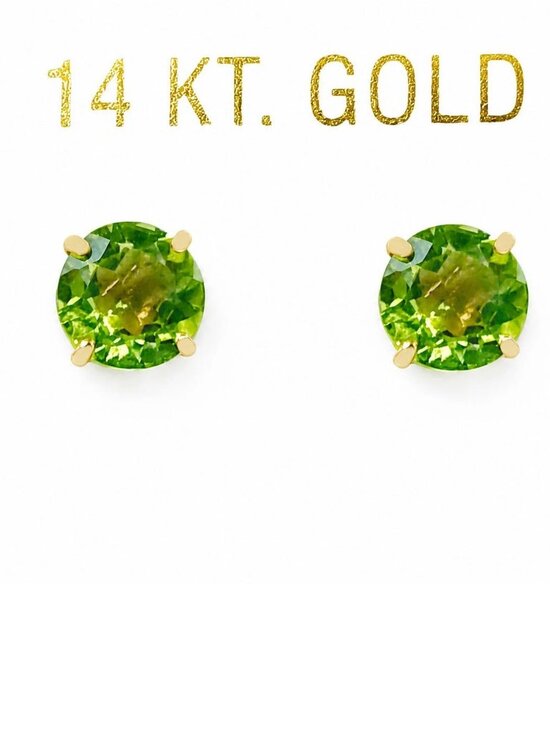 Jewelry - Genuine 1.96 Cts Peridot Stud Earrings 14k SOLID Yellow Gold